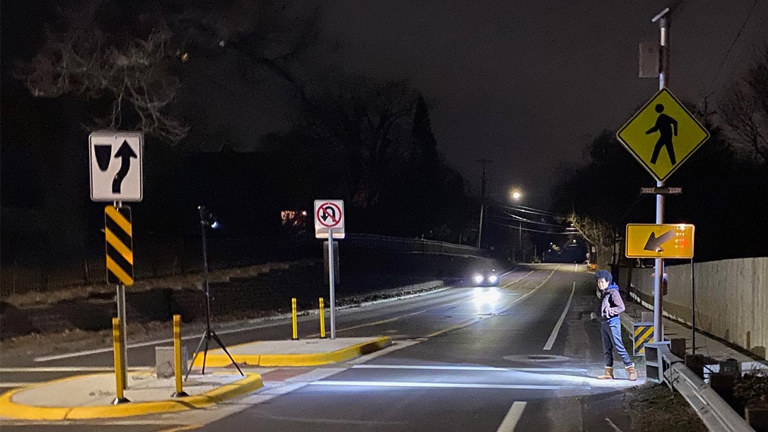 Lighted crosswalks make drivers more apt to yield to pedestrians
